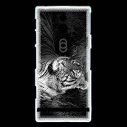 Coque Sony Xperia U Tigre du Bengale en noir et blanc