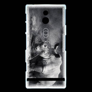 Coque Sony Xperia U Rhinocéros noir et blanc