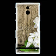 Coque Sony Xperia U Fleurs sur fond en bois