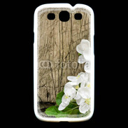 Coque Samsung Galaxy S3 Fleurs sur fond en bois