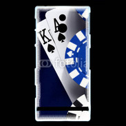 Coque Sony Xperia U Poker bleu et noir 2