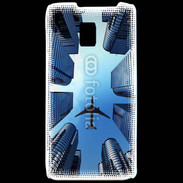 Coque LG P990 Avion de ligne au dessus des immeubles