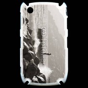Coque Black Berry 8520 Pêcheur noir et blanc