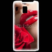 Coque LG P990 Bouche et rose glamour