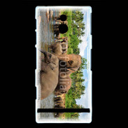 Coque Sony Xperia U Groupe d'éléphants à la rivière