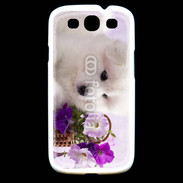 Coque Samsung Galaxy S3 Chiot blanc et fleur violette