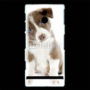 Coque Sony Xperia U Chiot Colley marron et blanc