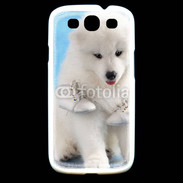Coque Samsung Galaxy S3 Chien blanc et paire de chaussons