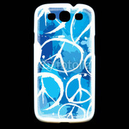 Coque Samsung Galaxy S3 Peace and love Bleu