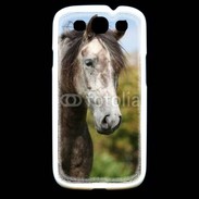 Coque Samsung Galaxy S3 Portrait cheval arabe gris 1