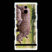 Coque Sony Xperia U Rhinocéros et son petit