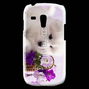 Coque Samsung Galaxy S3 Mini Chiot blanc et fleur violette