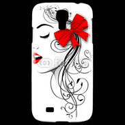 Coque Samsung Galaxy S4 Visage glamour noir et rouge