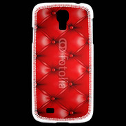 Coque Samsung Galaxy S4 Capitonnage cuir rouge