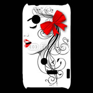 Coque Sony Xperia Typo Visage glamour noir et rouge