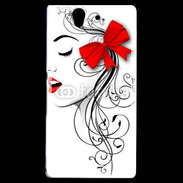 Coque Sony Xperia Z Visage glamour noir et rouge