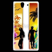 Coque Sony Xperia Z Surfer et fille sur la plage