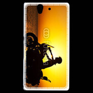 Coque Sony Xperia Z Femme biker au couché de soleil