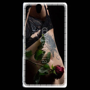 Coque Sony Xperia Z Lingerie et rose rouge