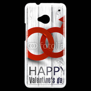 Coque HTC One Saint valentin sur fond bois