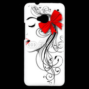 Coque HTC One Visage glamour noir et rouge