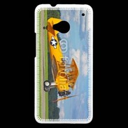 Coque HTC One Avio Biplan jaune
