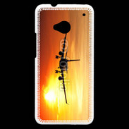 Coque HTC One Avion de ligne et couché de soleil