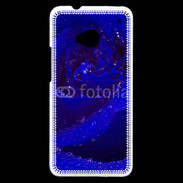 Coque HTC One Fleur rose bleue