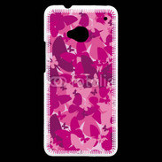 Coque HTC One Papillon rose
