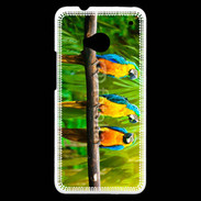 Coque HTC One Trois perroquets bleu et jaune