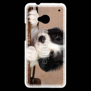 Coque HTC One Chiot blanc et noir 2