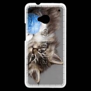 Coque HTC One Chaton et pelote de laine