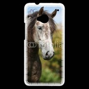 Coque HTC One Portrait cheval arabe gris 1