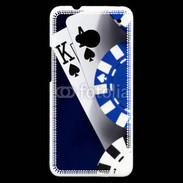 Coque HTC One Poker bleu et noir 2