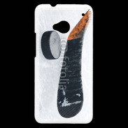 Coque HTC One Crosse et palet de Hockey sur glace