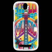 Coque HTC One SV Peace love music 3