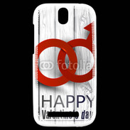 Coque HTC One SV Saint valentin sur fond bois