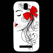 Coque HTC One SV Visage glamour noir et rouge