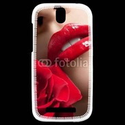 Coque HTC One SV Bouche et rose glamour