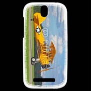 Coque HTC One SV Avio Biplan jaune