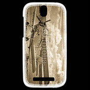 Coque HTC One SV Vieux biplans en noir et blanc