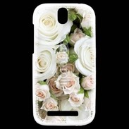 Coque HTC One SV Rose blanche et rose 5