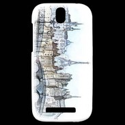 Coque HTC One SV Vintage Paris en dessin 2