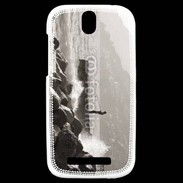 Coque HTC One SV Pêcheur noir et blanc