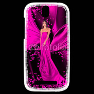 Coque HTC One SV Mode robe longue fushia