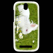 Coque HTC One SV Lapin blanc dans l'herbe