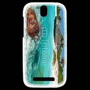 Coque HTC One SV Belle plage avec tortue