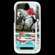 Coque HTC One SV Jumping Equitation cheval gris