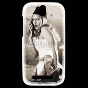 Coque HTC One SV Femme avec fond avion