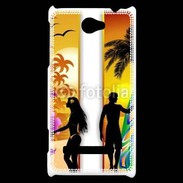 Coque HTC Windows Phone 8S Surfer et fille sur la plage